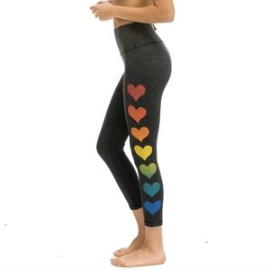 Aviator Nation Charcoal crop heart leggings!